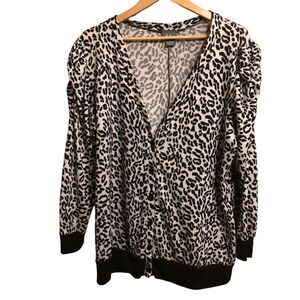 Dots Animal Print Cardigan Sweater Size 3X